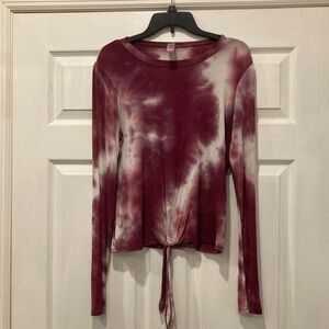 No Boundaries Burgundy Tie-Dye Long Sleeve Top